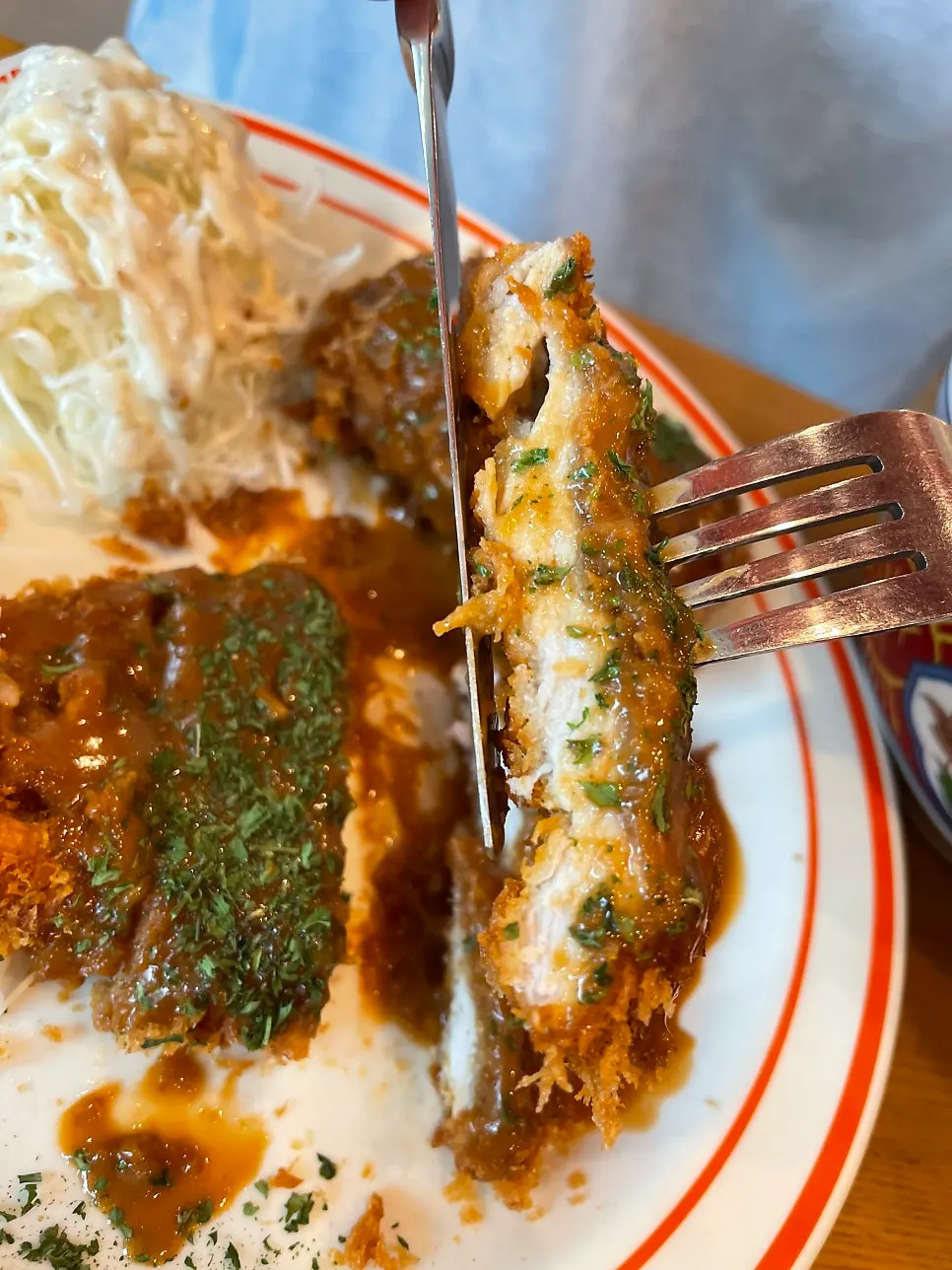 Classic Western-style tonkatsu and cheese tonkatsu side by side