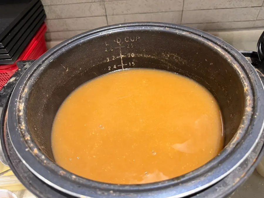 Rich broth prepared at the self-serve corner