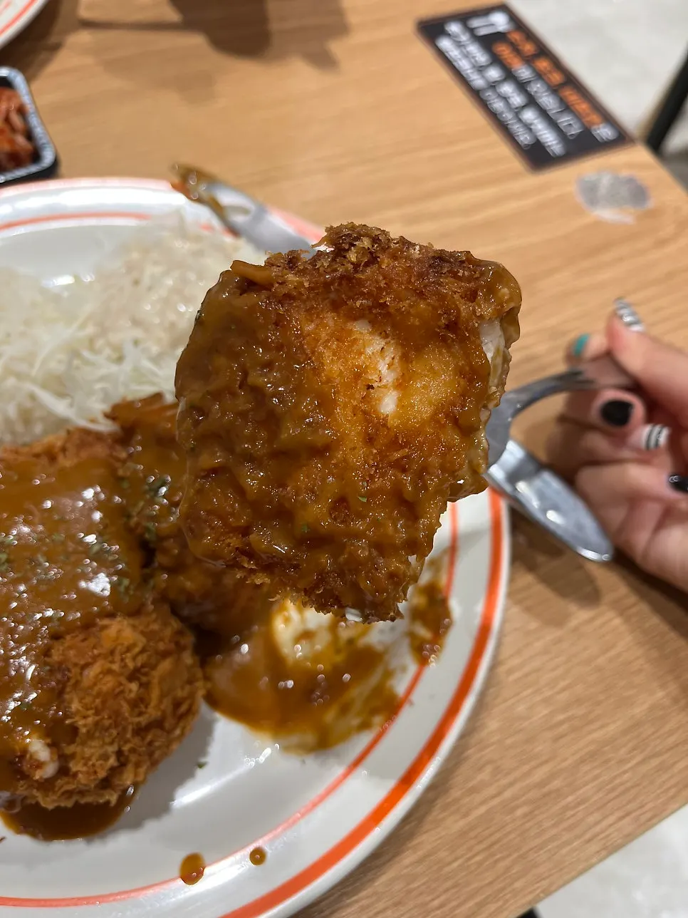 Cross-section of the chicken katsu from the mixed platter