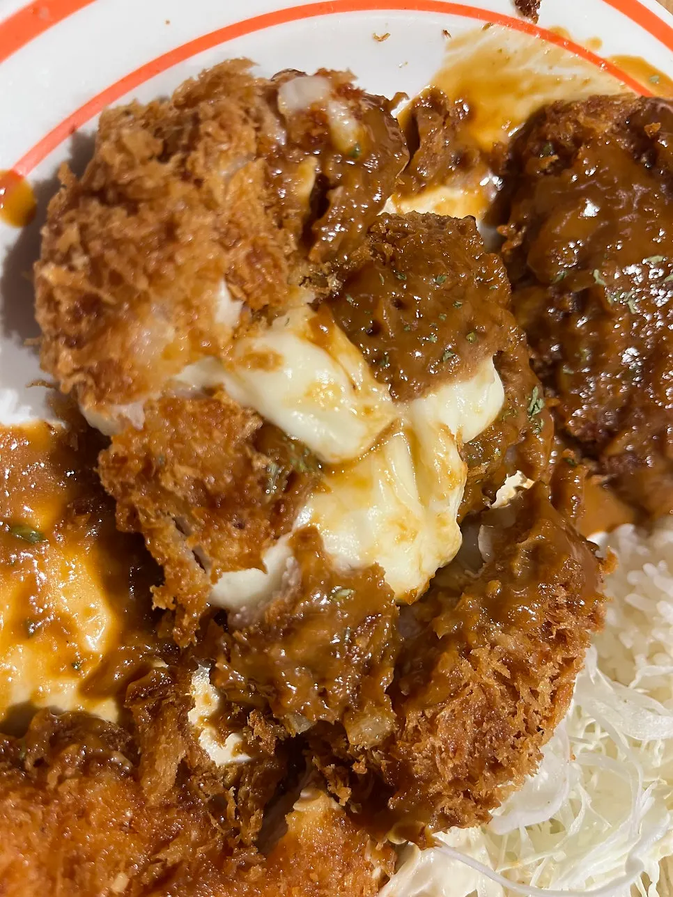 Cross-section of Gatjidong's cheese katsu
