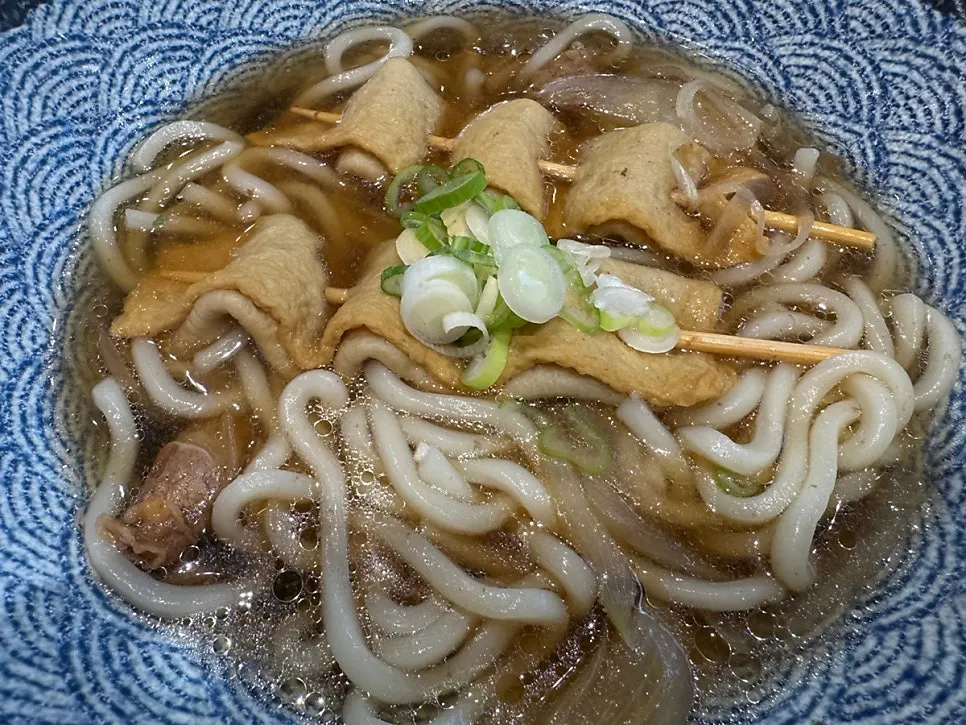 Mild-spice fish cake skewer udon broth