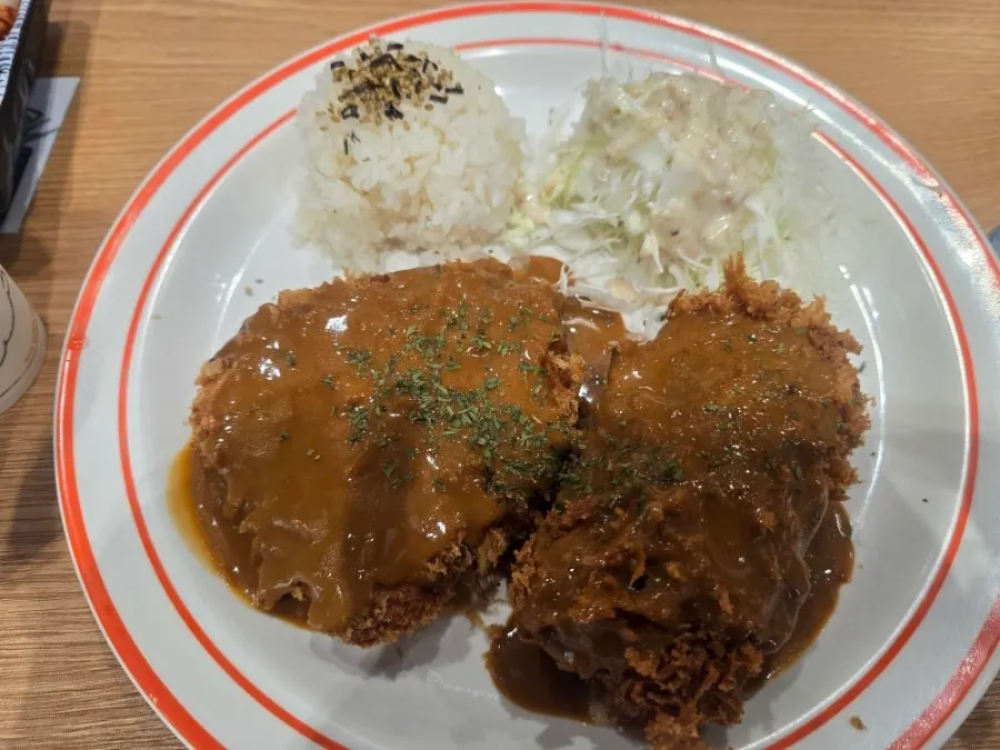 Half-and-half pork cutlet with regular and cheese cutlet pieces