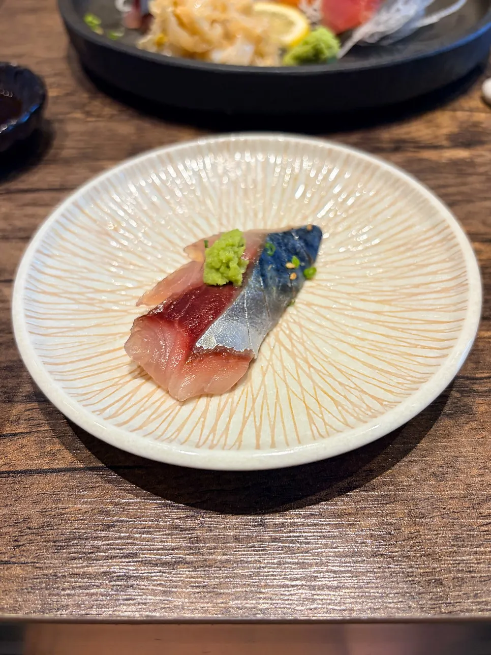 Horse mackerel sashimi from the aged assorted platter