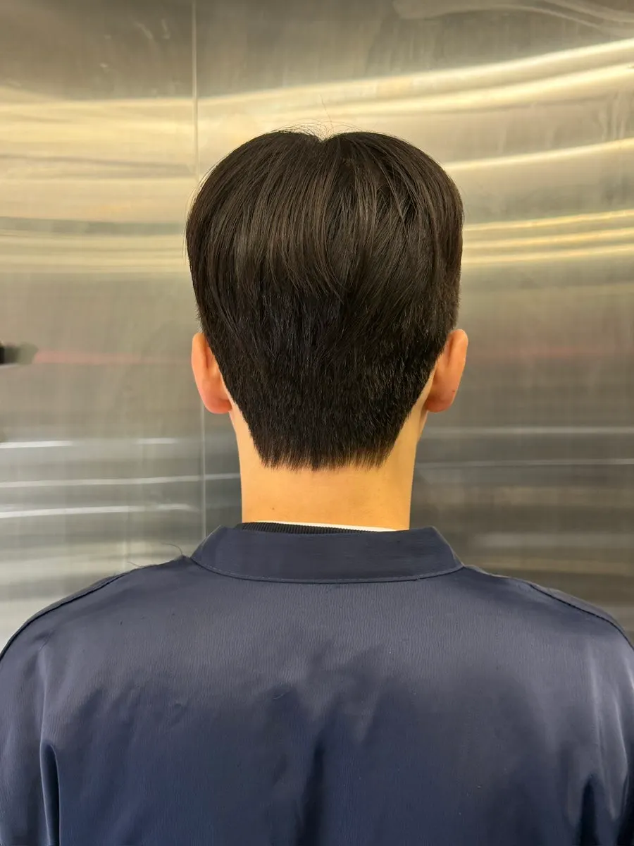 Side and back view of the see-through dandy cut