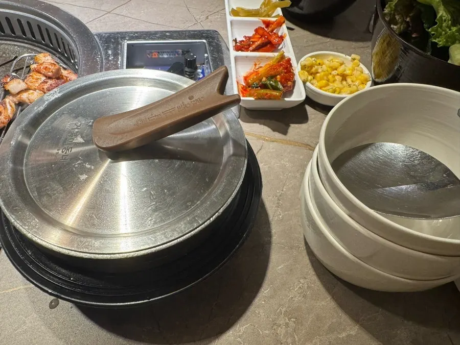 Freshly cooked pot rice with steam rising