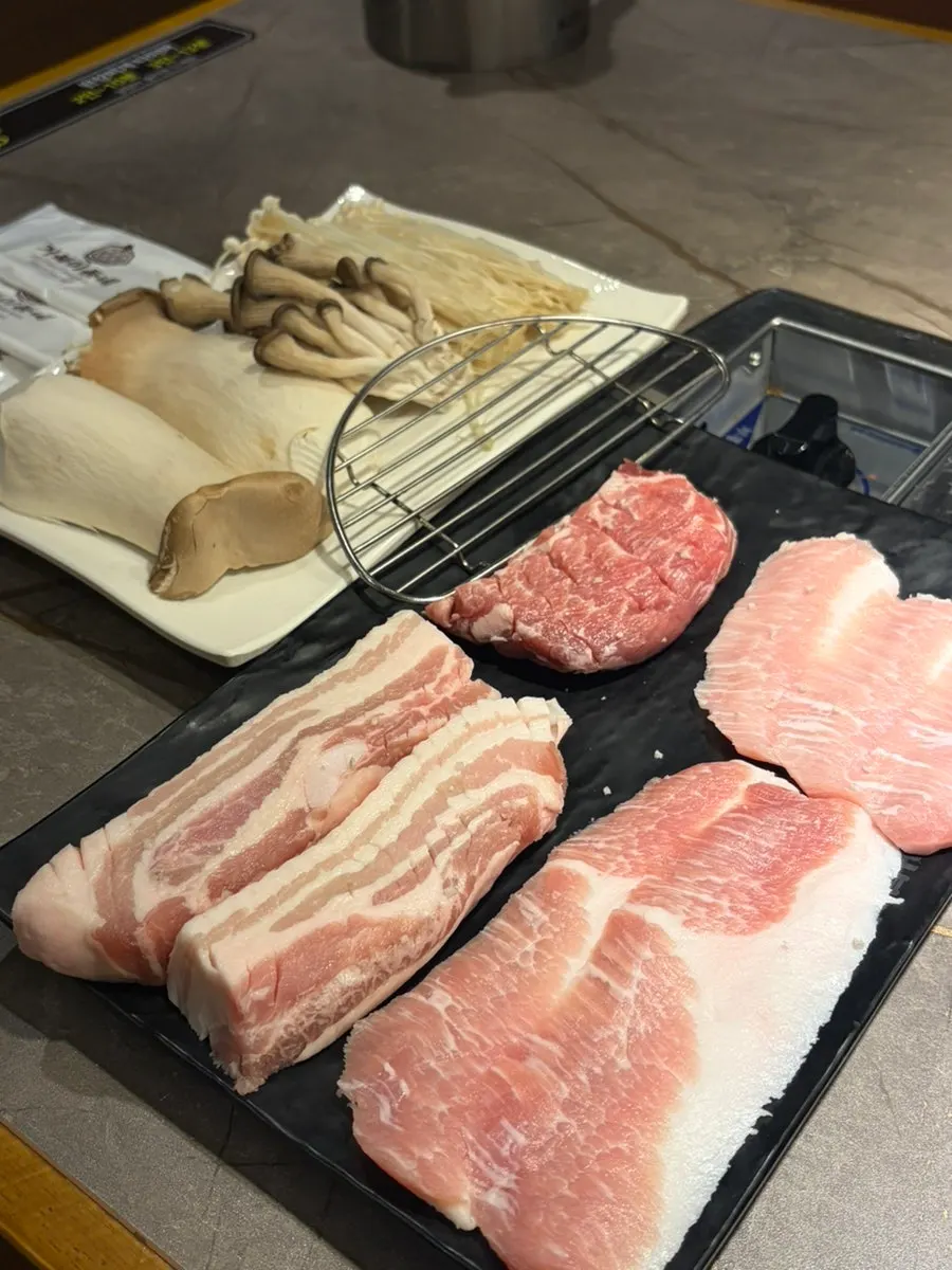 Table set with assorted mushrooms
