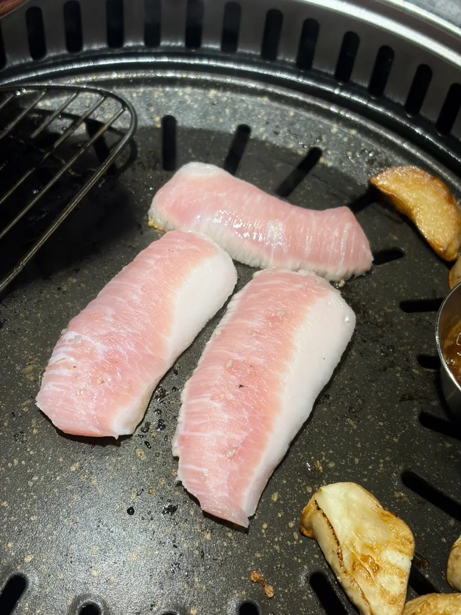 Picking up a piece of grilled meat by cut