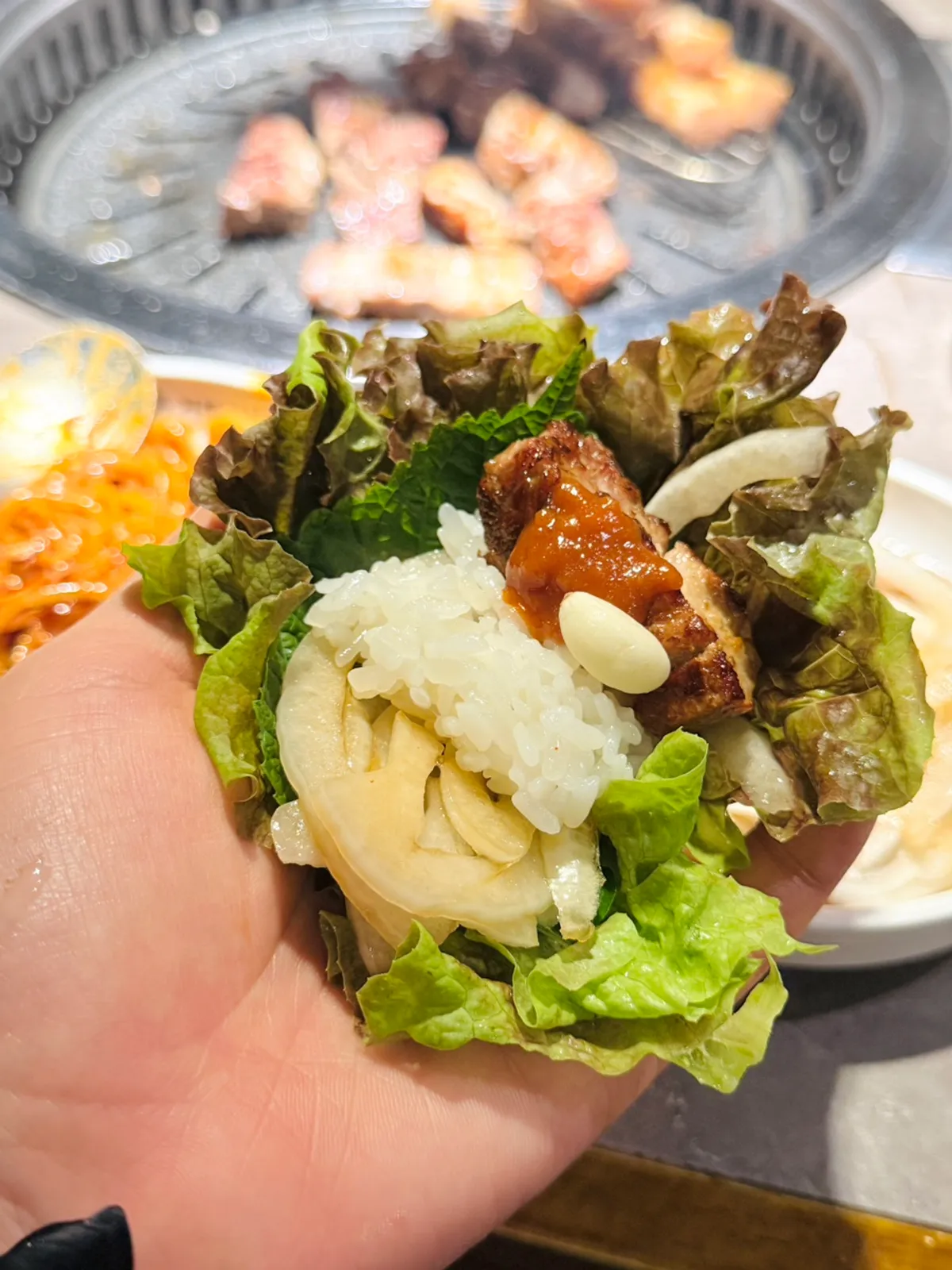 Meat meal with vegetables and sauces