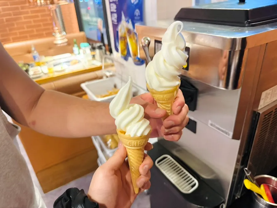 Complimentary ice cream served after the meal
