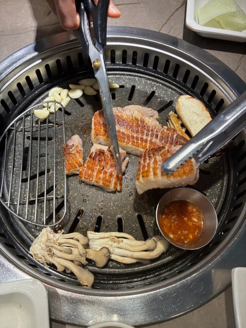 Pork belly on the grill