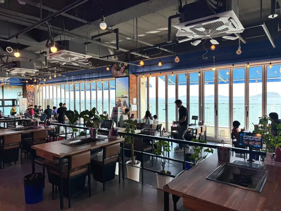 The Geobukseom sea view from the 3rd-floor restaurant