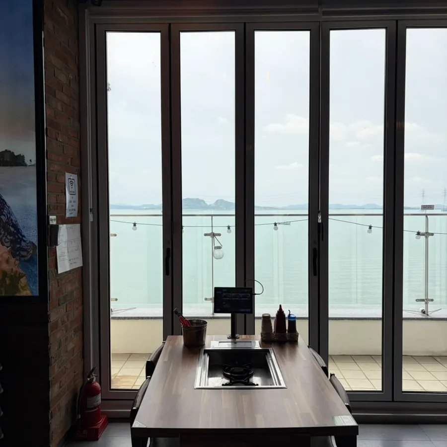 Sea view seen from a window seat