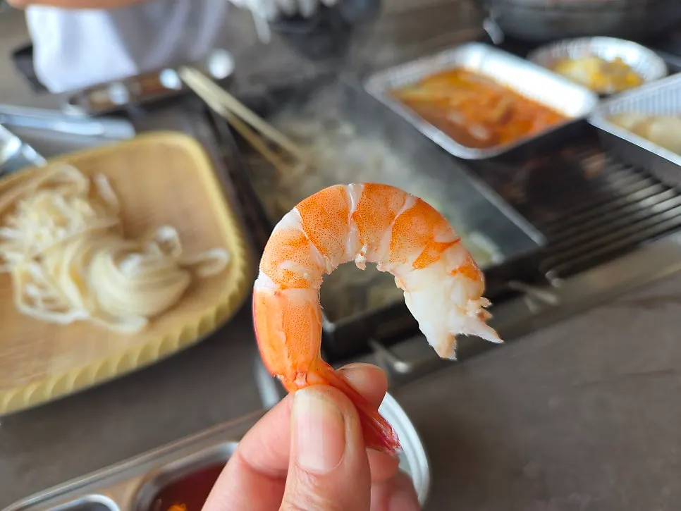 Plump cooked medium-sized shrimp