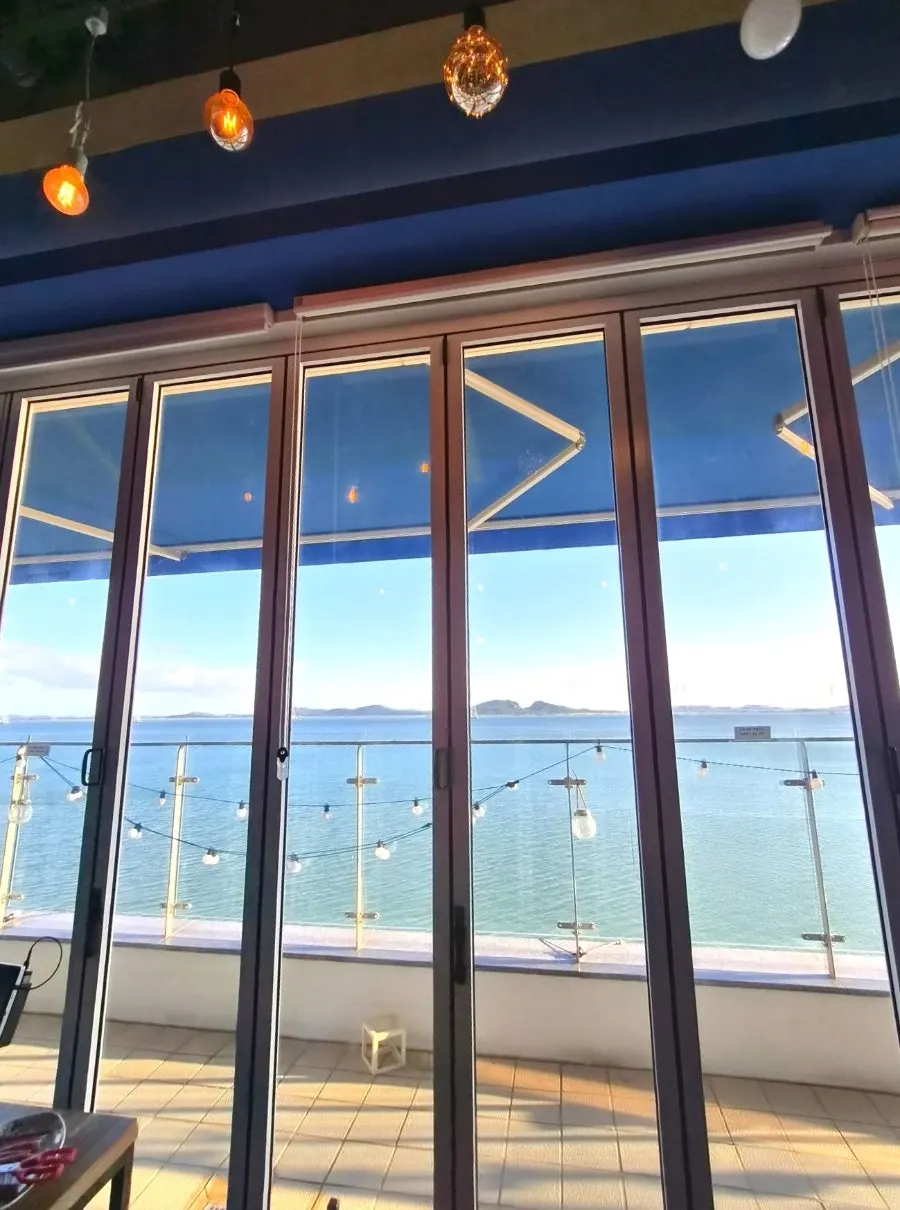 Bright restaurant atmosphere in the early evening