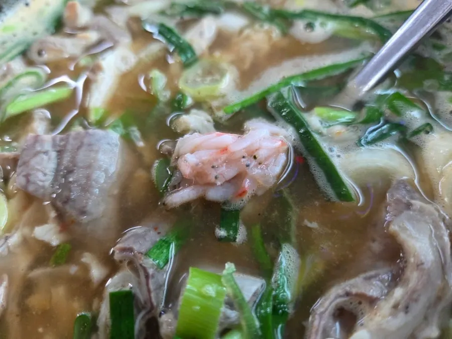 Close-up of the intestines in the gukbap
