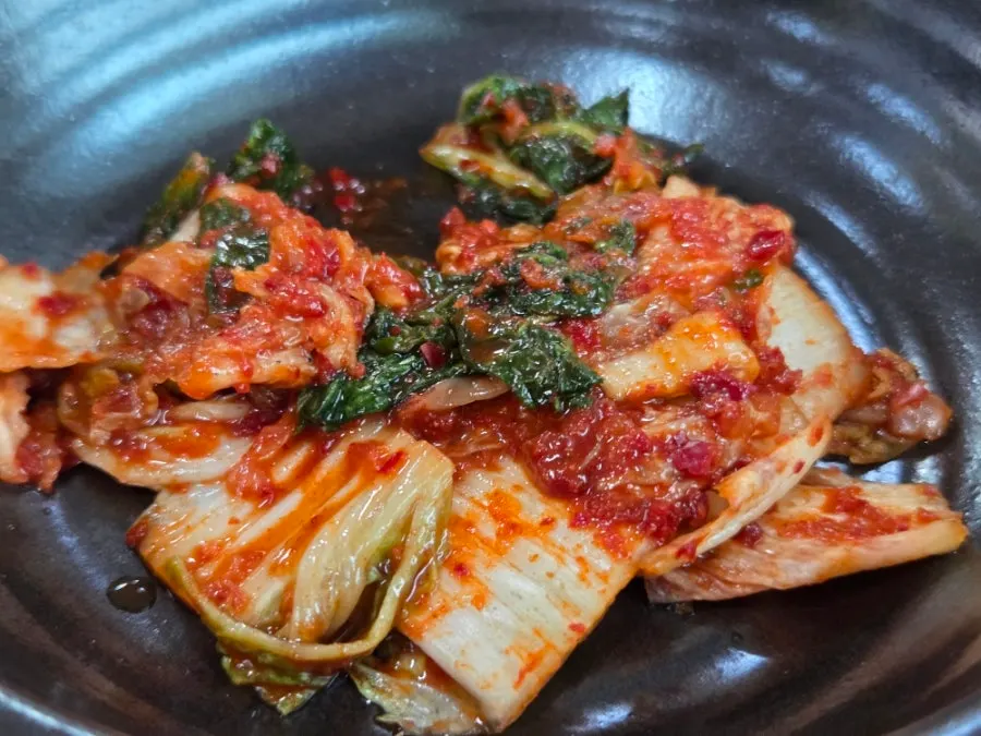 Kimchi served as a side dish with the gukbap