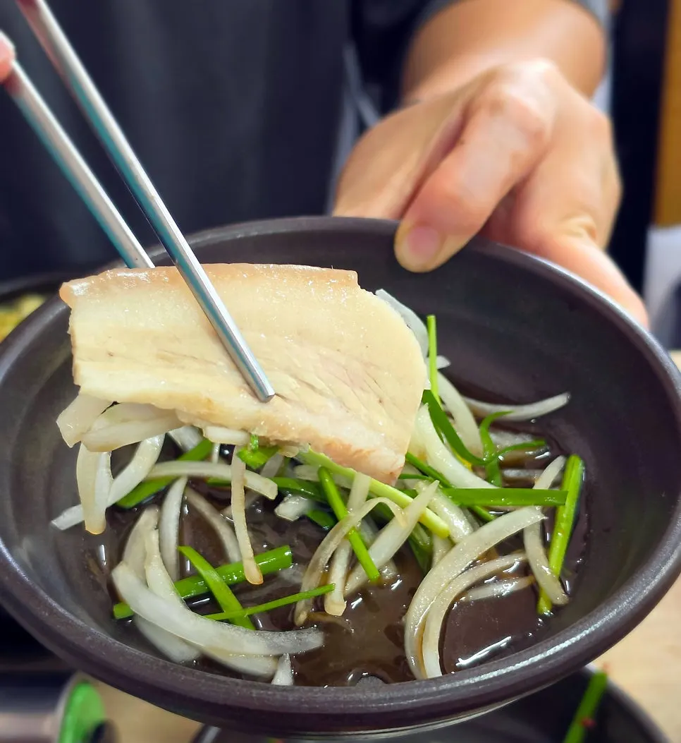 A piece of domestic Korean pork suyuk