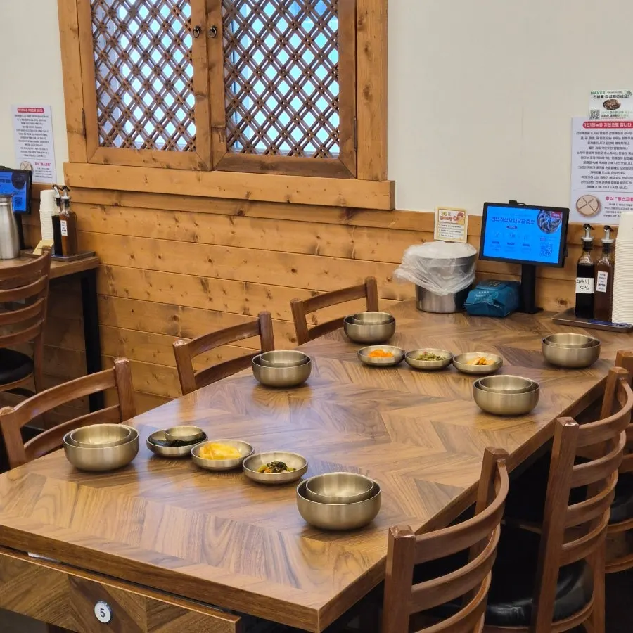 Pre-set table at the Korean restaurant