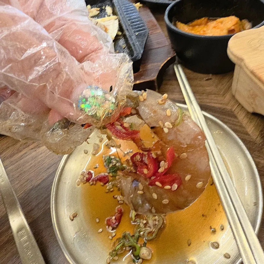 Table set with ganjang gejang (soy-sauce crab)