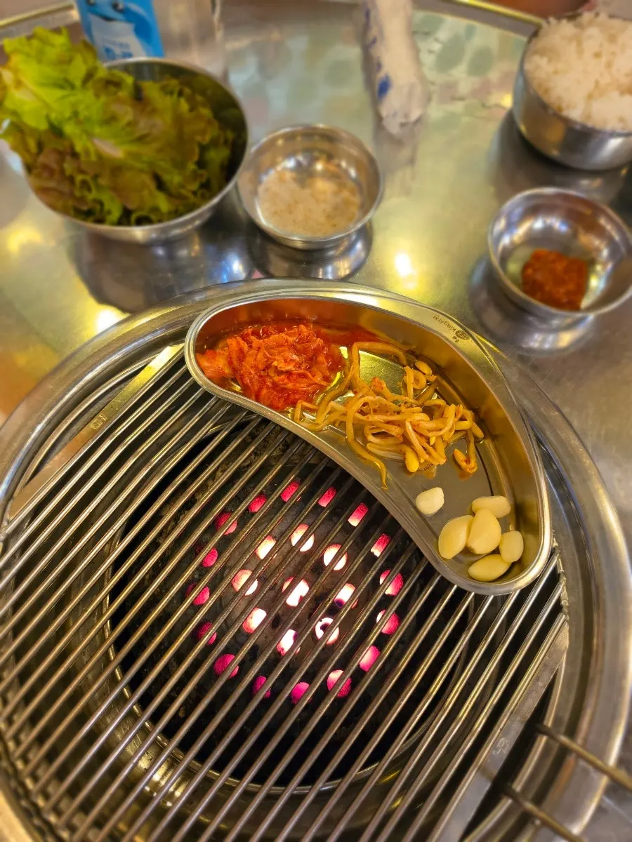 Inside the charcoal-grill restaurant