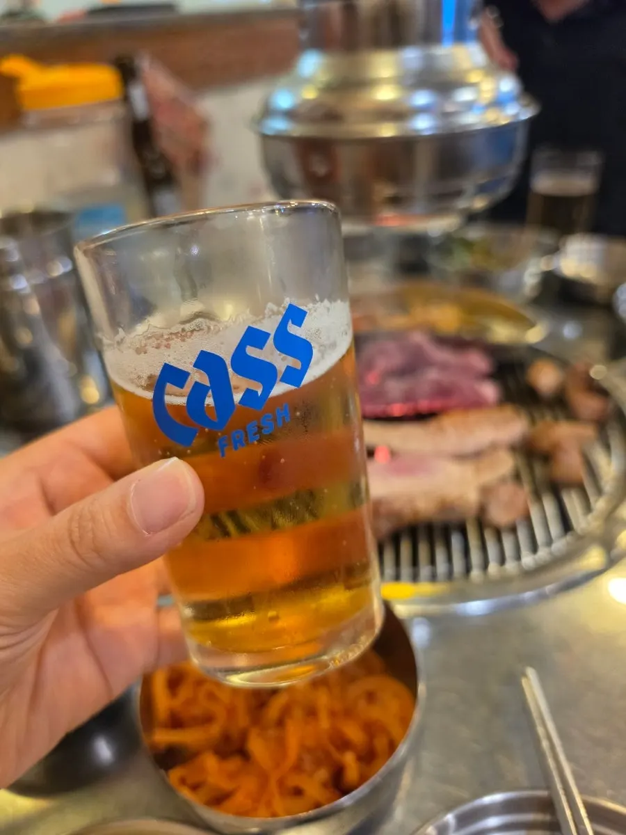 Beer with the grilled meat meal