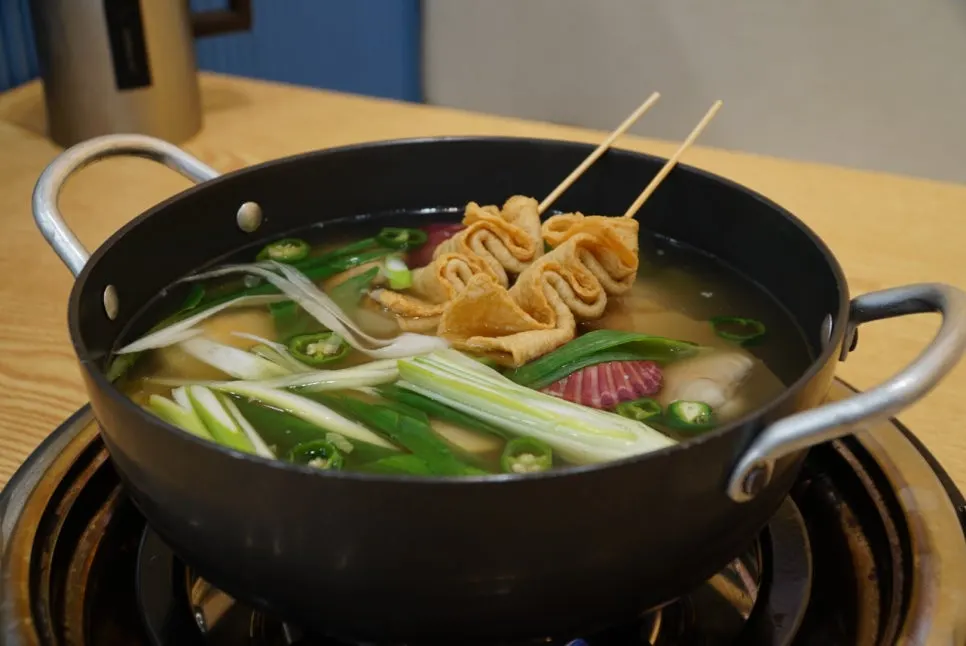 Hot seafood clam soup broth