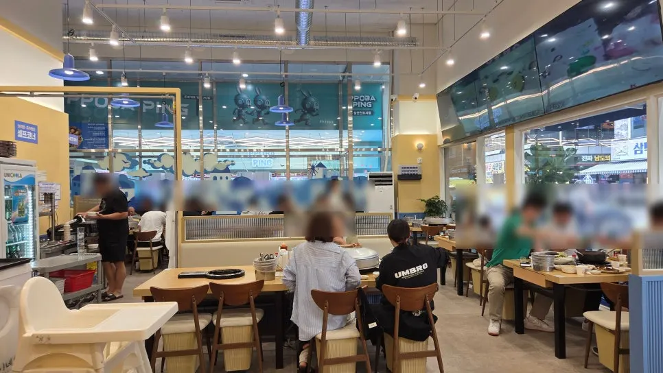 Restaurant filled with group diners