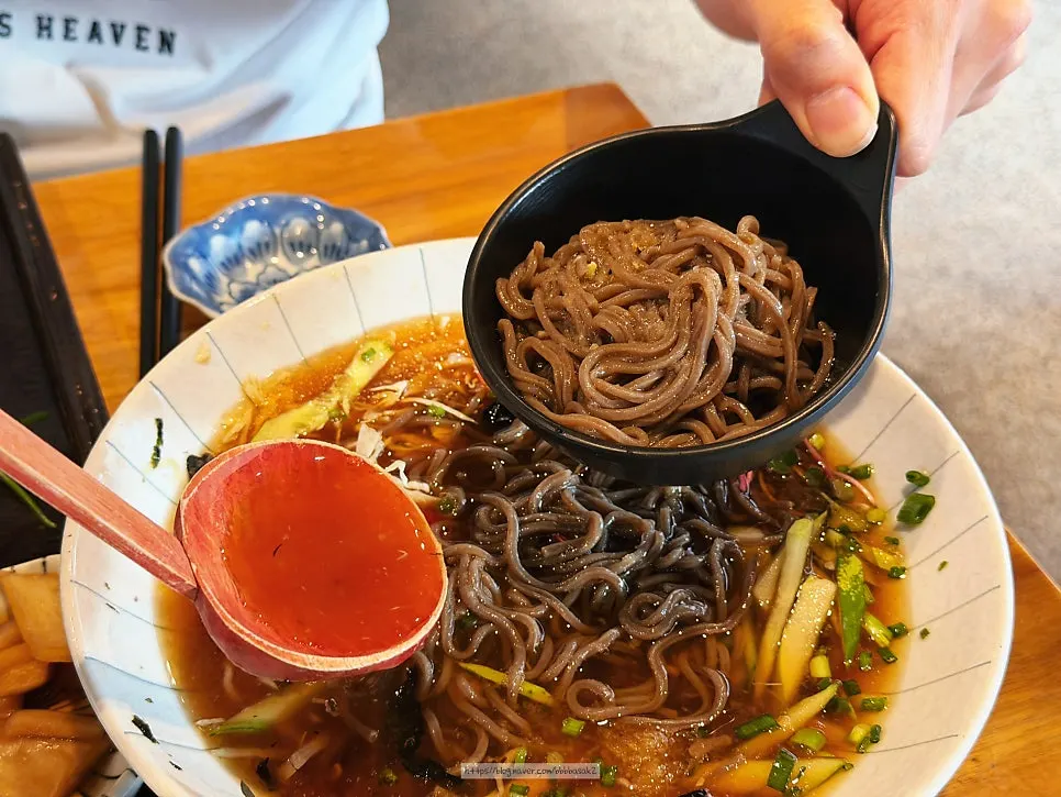 Cold buckwheat noodles with icy broth at Gyeomson Donkatsu