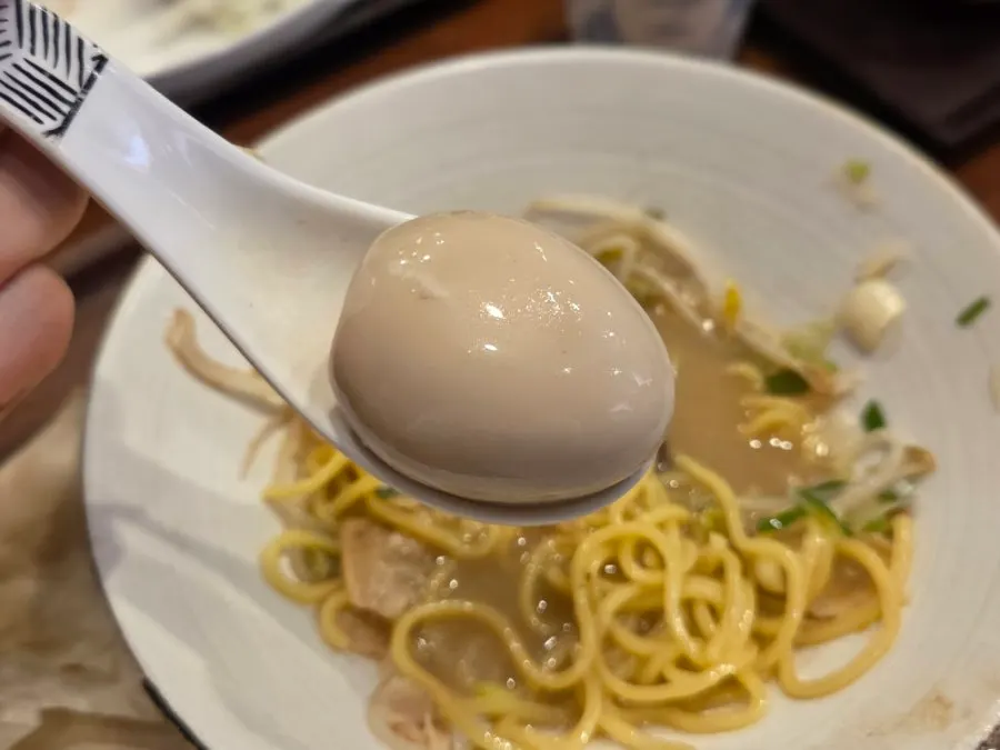 Soft-boiled egg in tonkotsu ramen