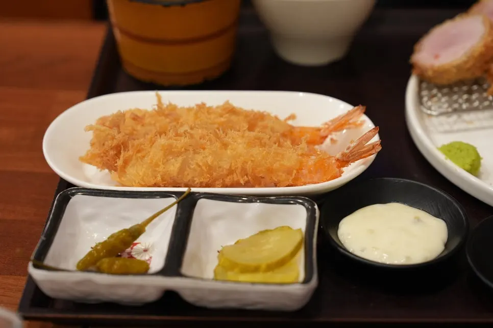 Shrimp tempura ordered alongside the tonkatsu at HOKATSU