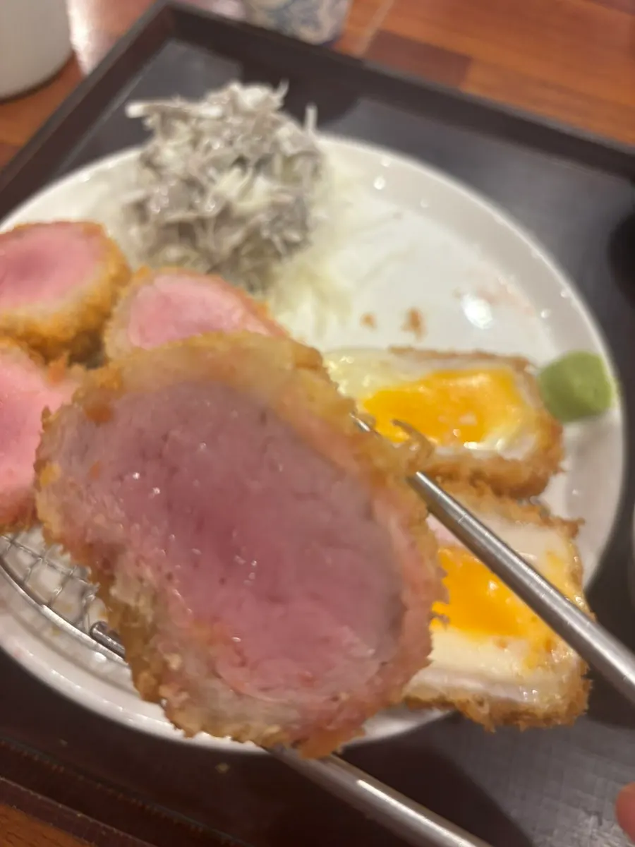 Tender pink-centered tenderloin cutlet