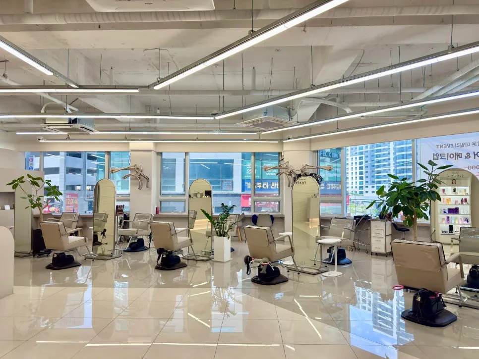 White-toned hair salon interior
