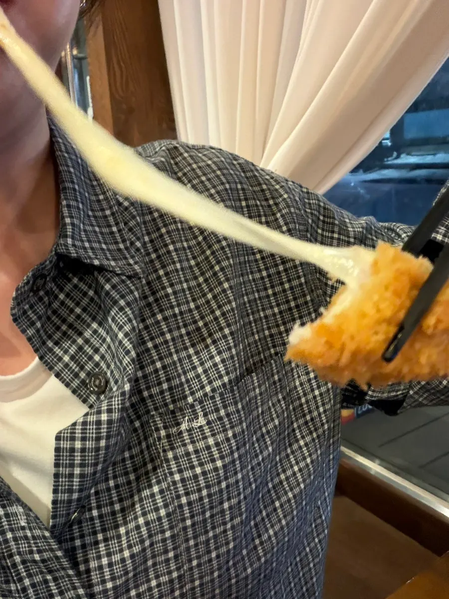 Cheese katsu with stretchy melted cheese