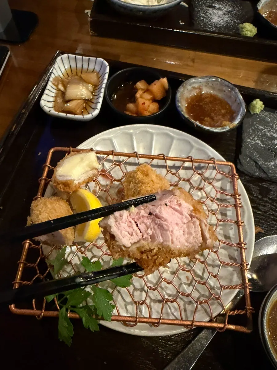 Cross-section of sliced tenderloin katsu