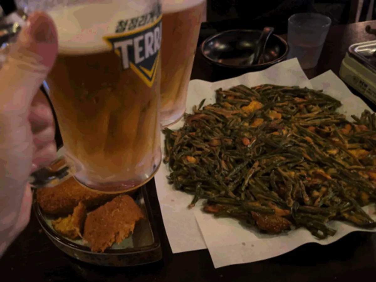 A plate of squid and chive pancake at Simsuljip Konkuk University Entrance Main Branch