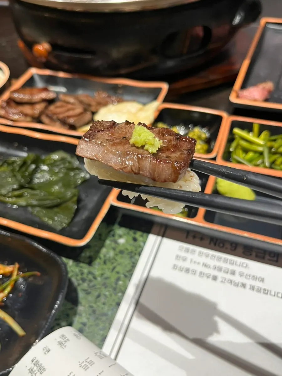 Hanwoo cooking on the grill