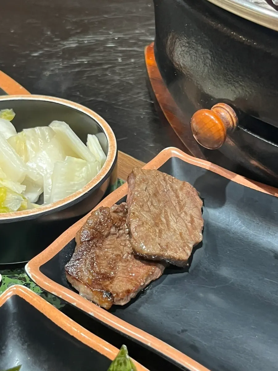 Grilled hanwoo served with accompanying pairings
