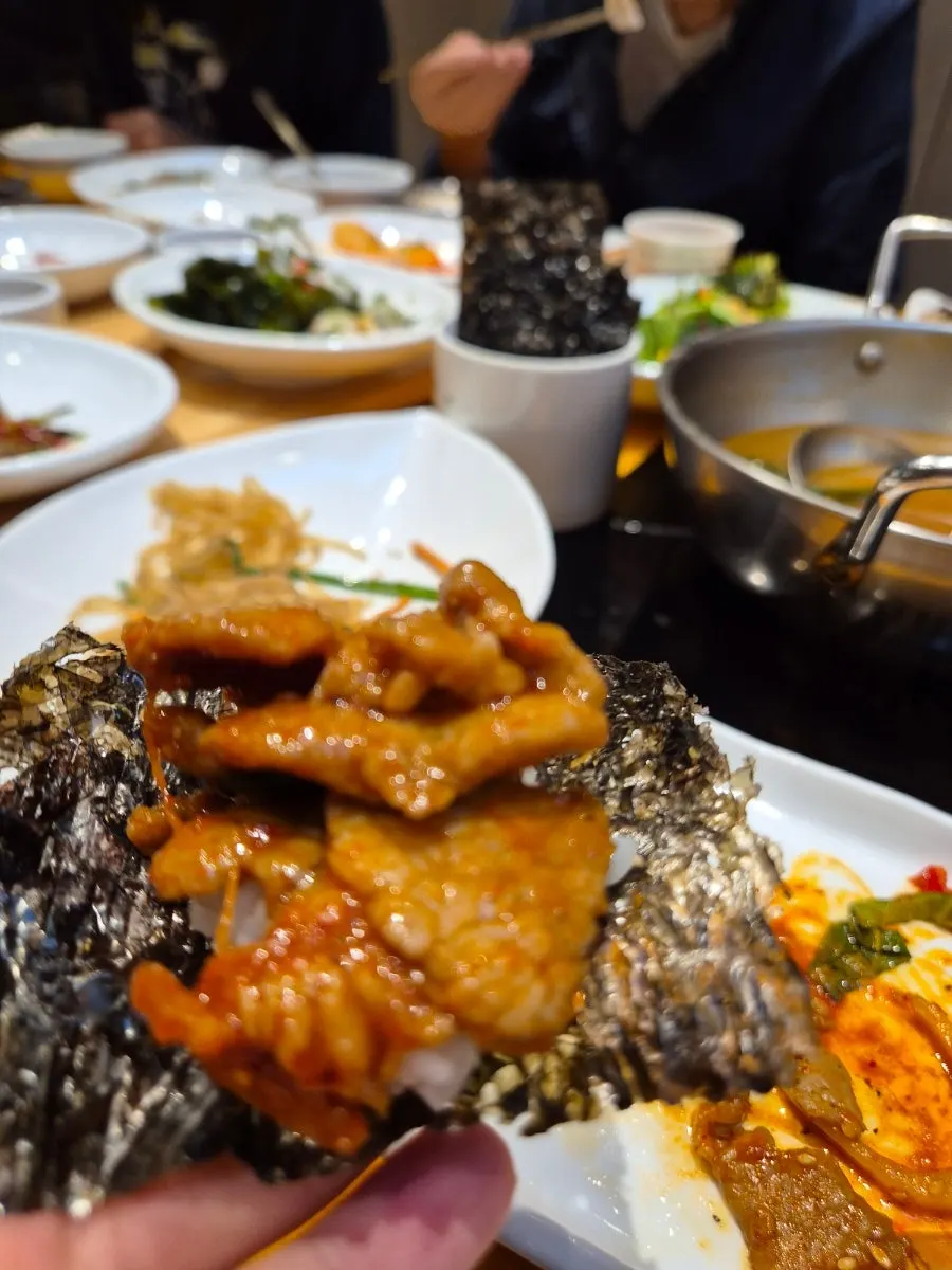 A piece of direct-flame stir-fried pork over rice