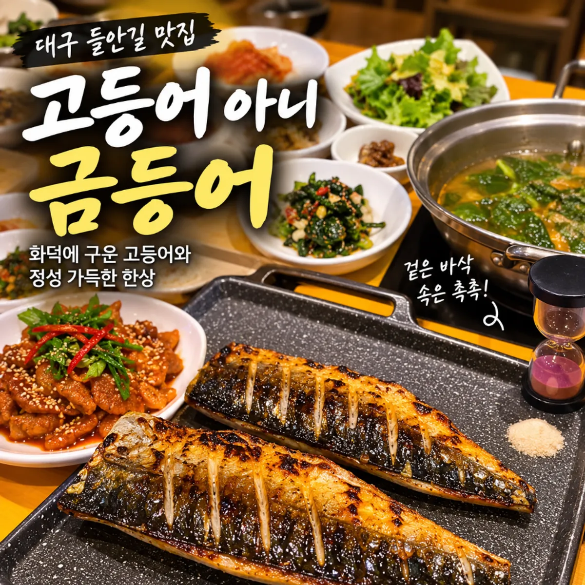 Wood-fired mackerel set meal at Geumdeungeo Deulanguil Main Branch