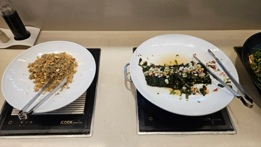 Self-serve side dish corner where you help yourself