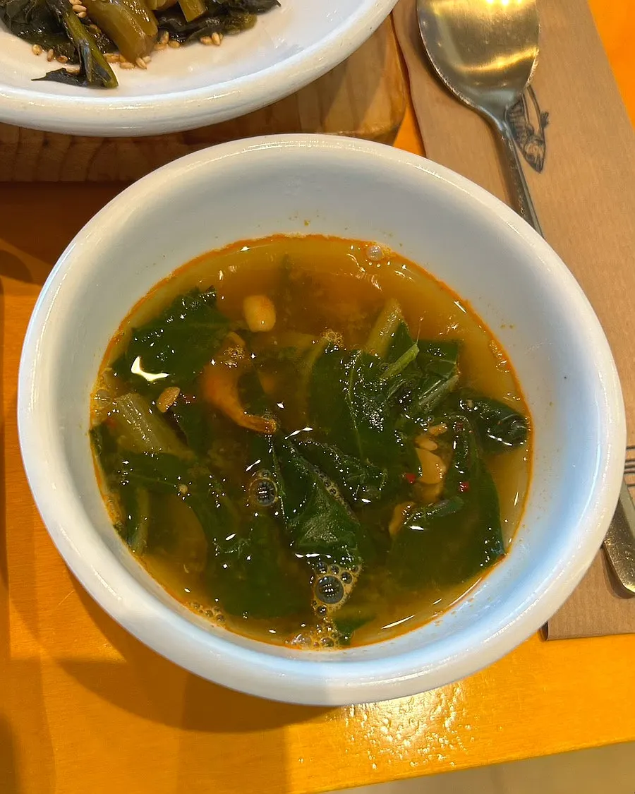 A bowl of savory mallow soybean soup