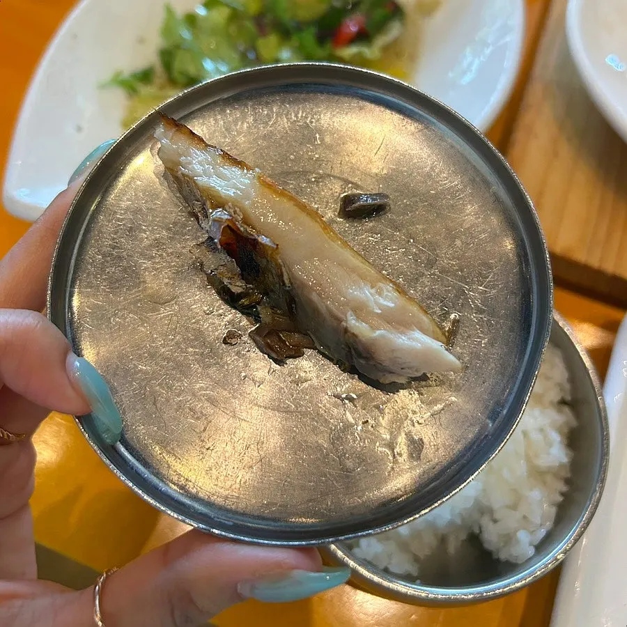 Close-up of the glossy grilled mackerel flesh