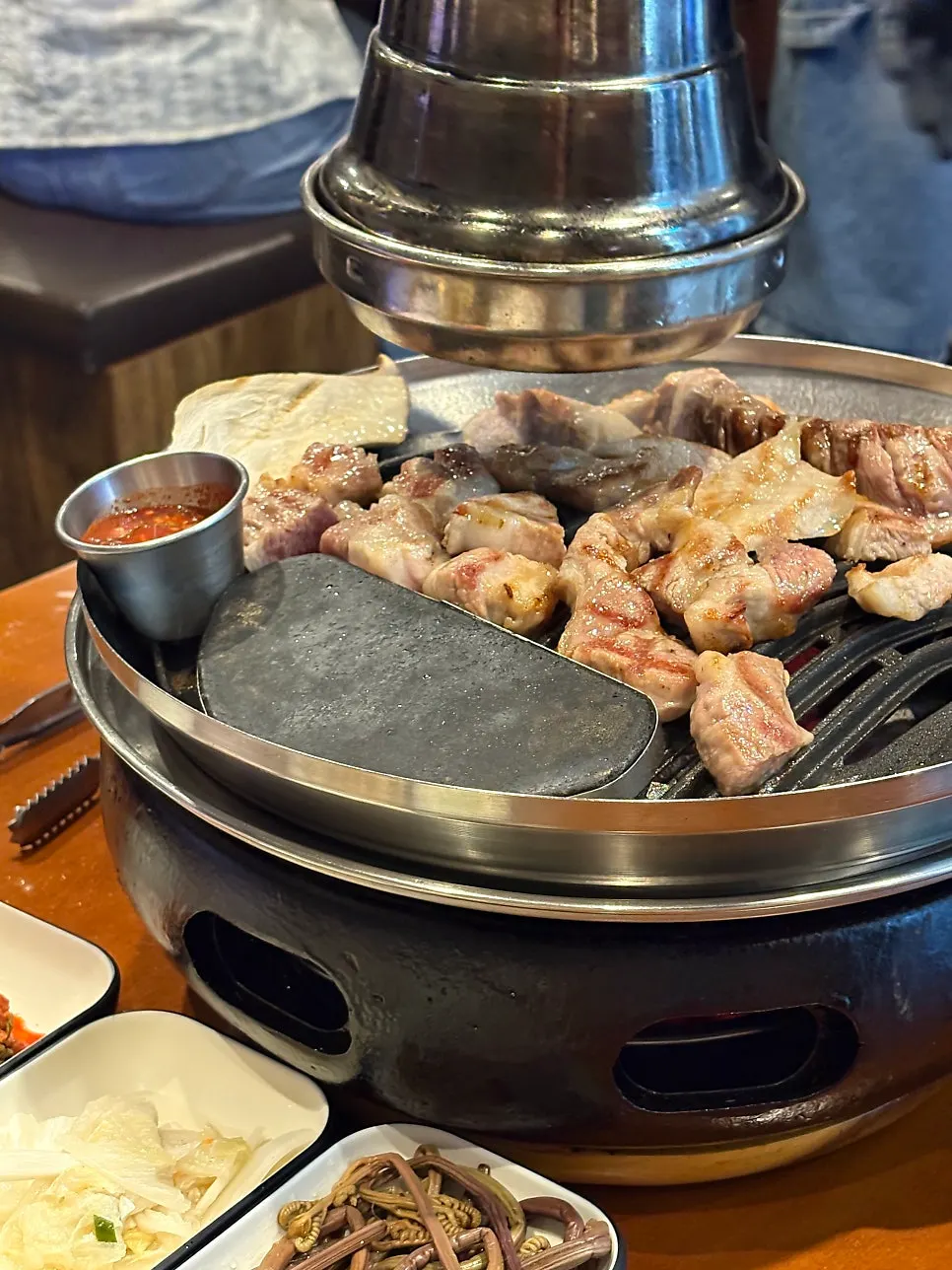 Grilled meat cut into generous pieces