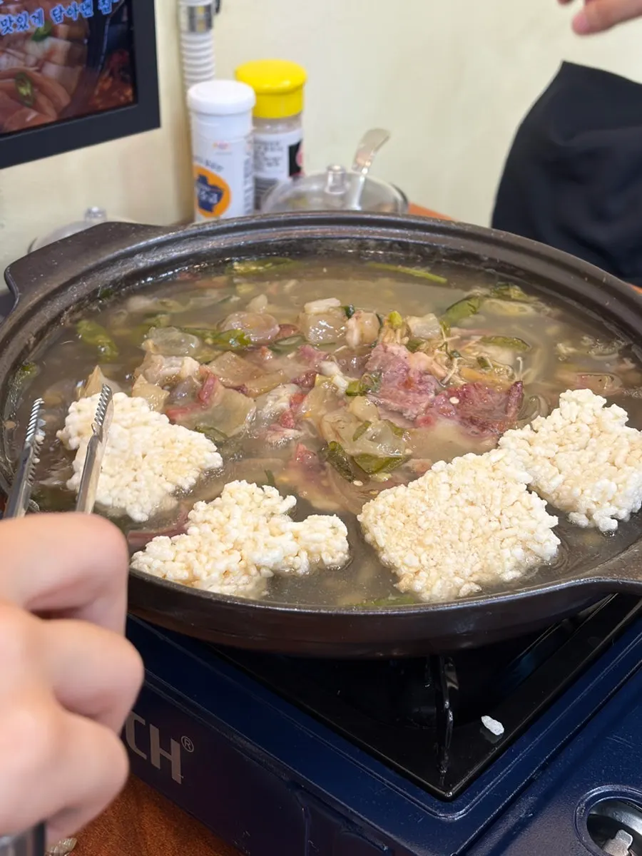 The beef boiled meat hot pot simmering in the pot