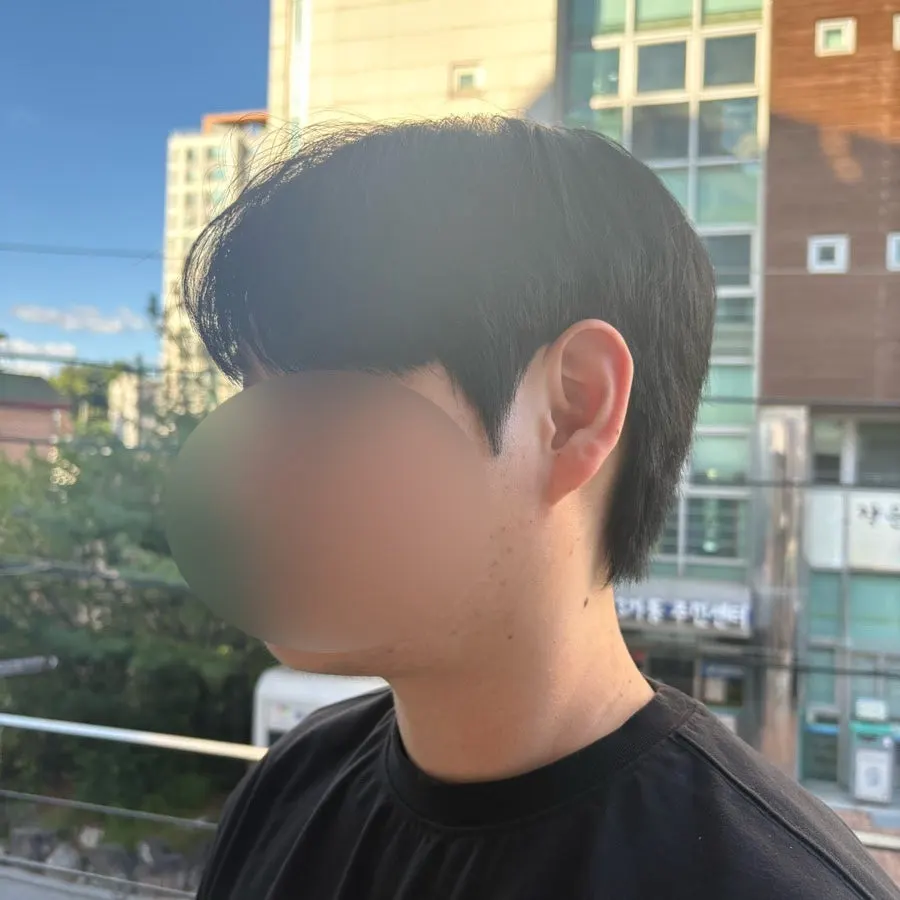 커트와 다운펌 후 남자 헤어 마무리