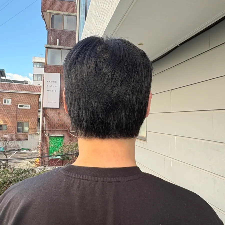 커트와 다운펌 후 남자 헤어 스타일