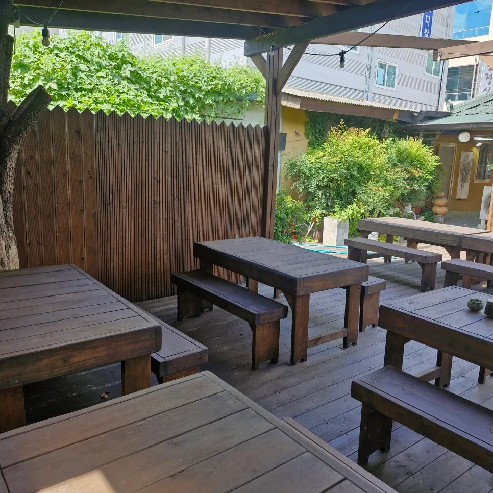 Decked terrace yard ideal for rainy days