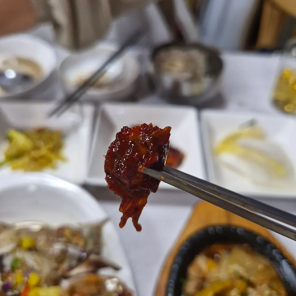 A neatly arranged table of Geumsan Korean food