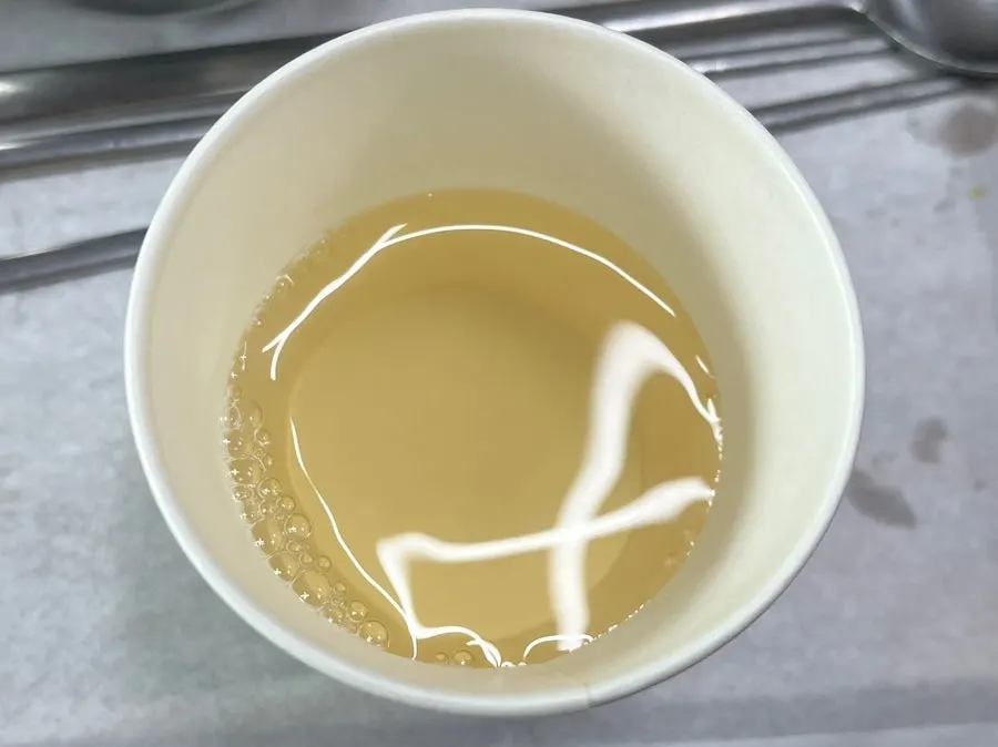 Warm burdock tea served at the end of the meal