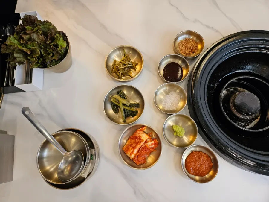 Charcoal grill brought to the table